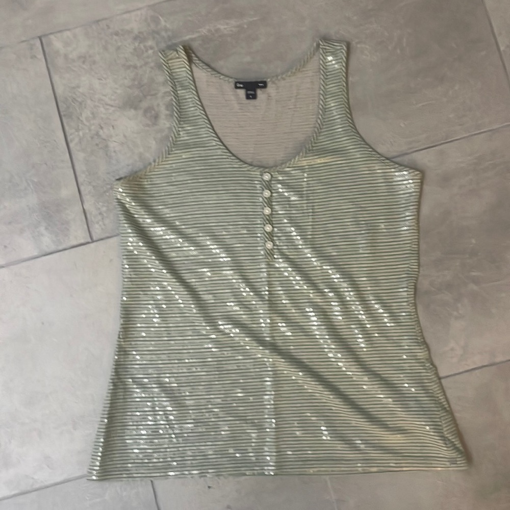 sequin gap buttoned tank top